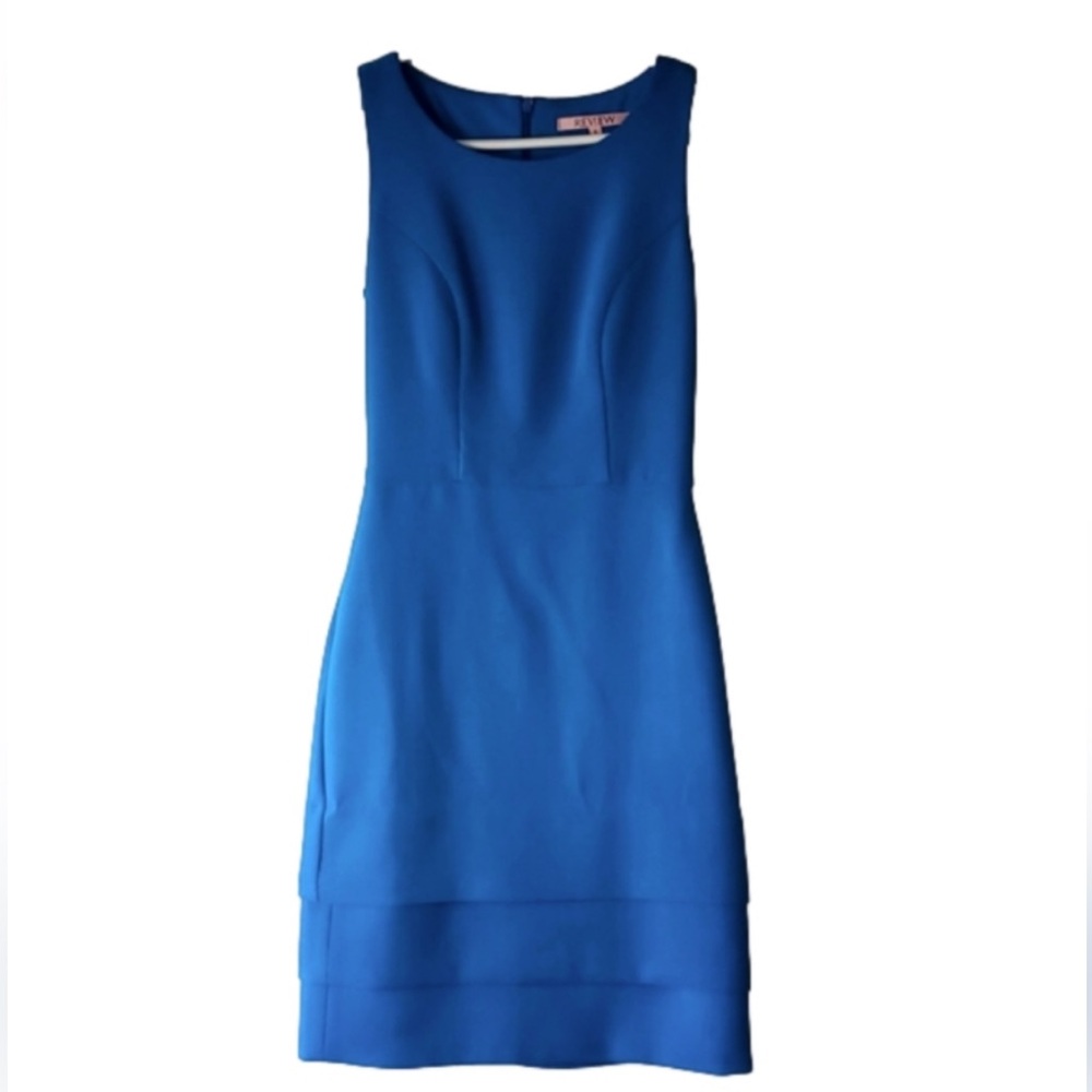 Blue Luxury Preview ribbed stretch dress with gold belt